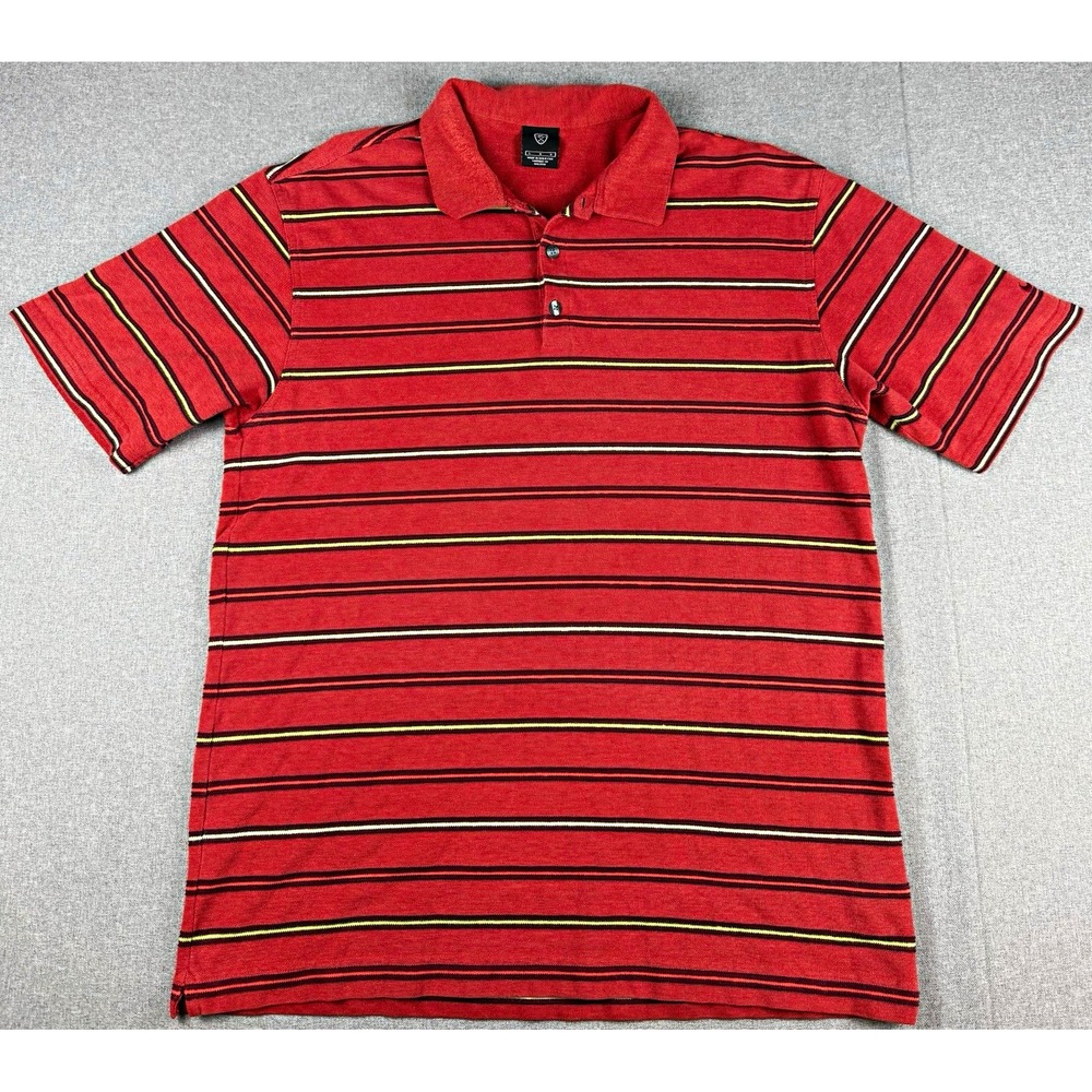 Nike Golf Mens Large Polo Shirt Red Striped 100% Cotton Short Sleeve